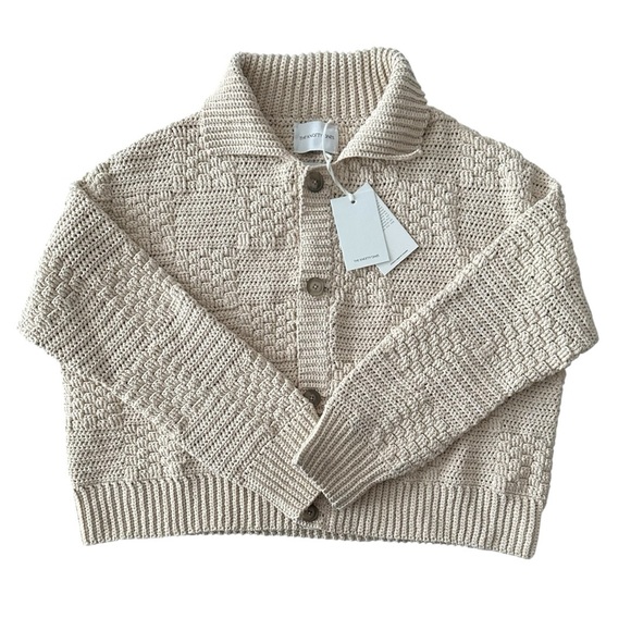 The Knotty Ones Prietema Cotton Jacket Cardigan Oat Milk